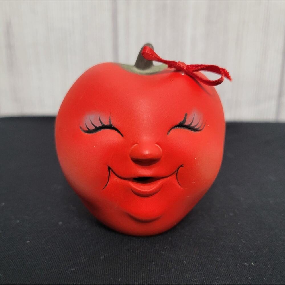 Vintage Kitschy Anthromorphic Apple Cutie Face Shelf Decor